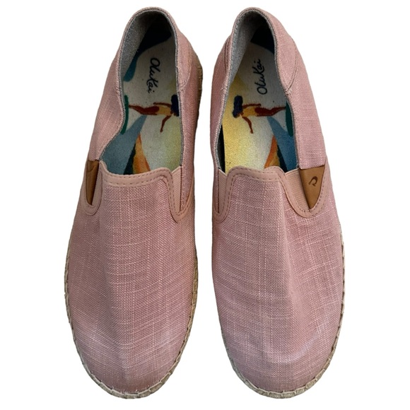 Olukai Kaula Pa‘a Kapa Women’s Linen Espadrilles Pink Rose Sea Salt - Picture 2 of 6